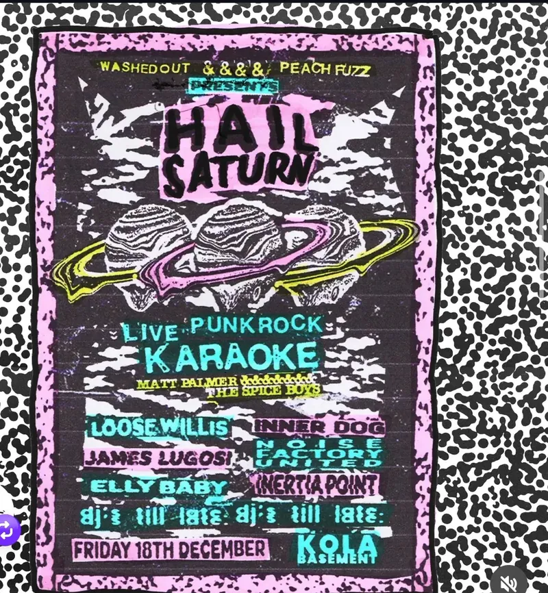 Hail Saturn punk rock karaoke gig flyer